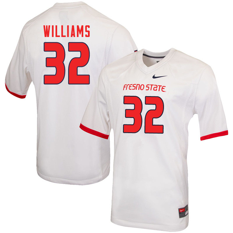Men #32 Evan Williams Fresno State Bulldogs College Football Jerseys Sale-White - Click Image to Close